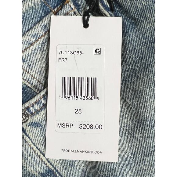 7 FOR ALL MANKIND WOMENS 28 HIGH RISE ANKLE LOGAN STOVEPIPE JEANS FROST BLUE NEW - Picture 11 of 11